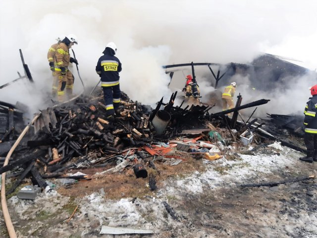 Pożar budynku gospodarczego w miejscowości Grabowo